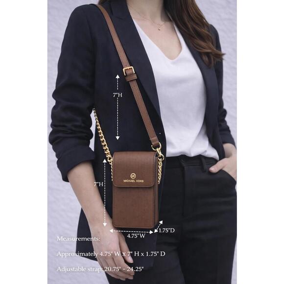 Michael Kors Brown Jet Set Charm Small Leather Smartphone Crossbody Bag